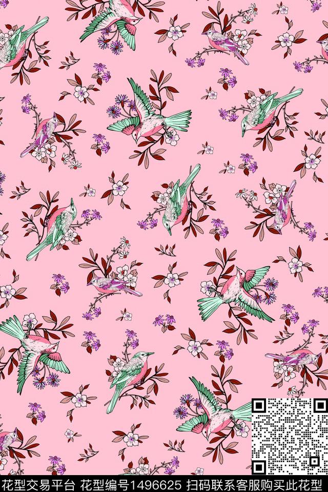 花鸟花卉大牌风数码印花花型下载（图片编号: 1496625） - 瓦栏（Walan）