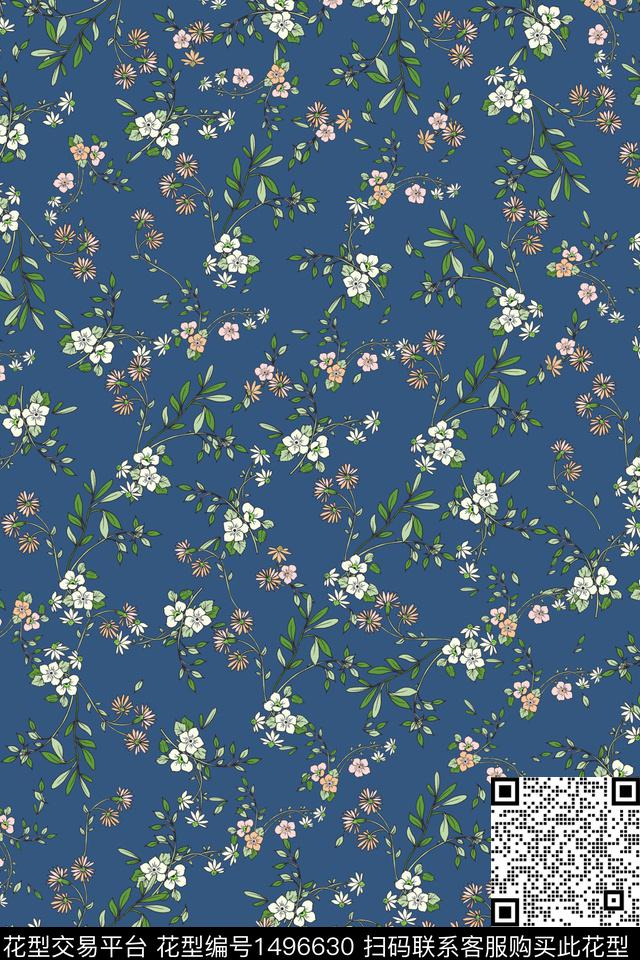 花卉大牌风桃花数码印花花型下载（图片编号: 1496630） - 瓦栏（Walan）