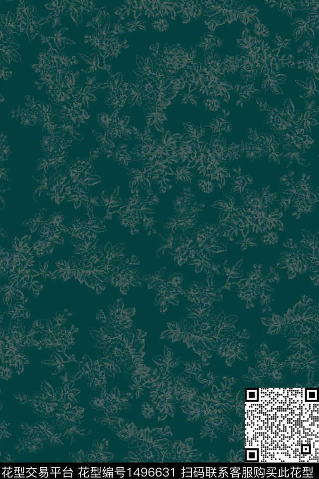 花卉大牌风小碎花数码印花花型下载（图片编号: 1496631） - 瓦栏（Walan）
