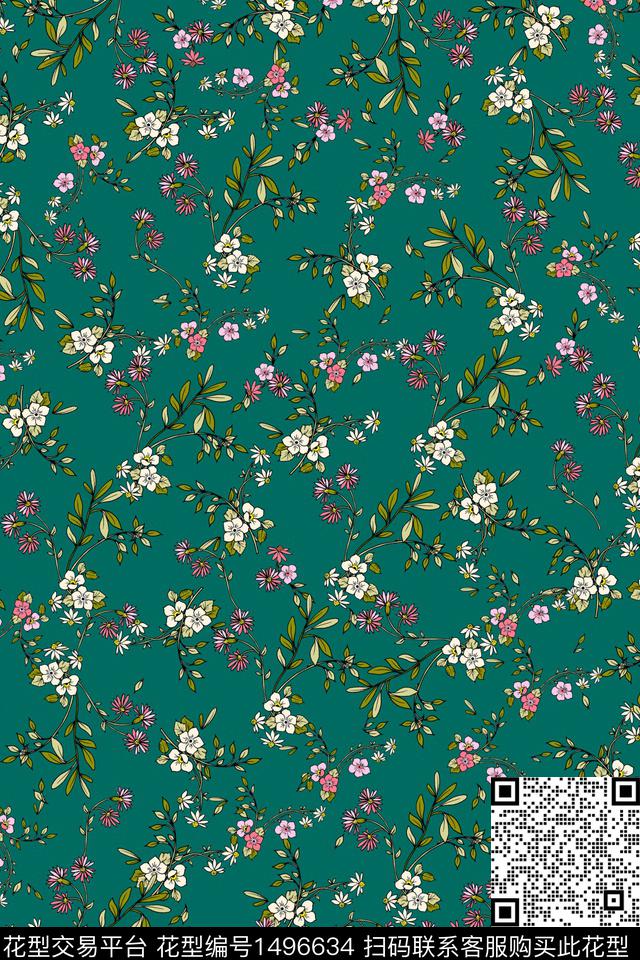 花卉大牌风桃花数码印花花型下载（图片编号: 1496634） - 瓦栏（Walan）