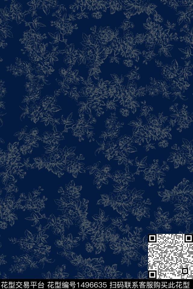 花卉大牌风小碎花数码印花花型下载（图片编号: 1496635） - 瓦栏（Walan）
