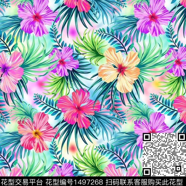 花卉数码印花花型下载（图片编号: 1497268） - 瓦栏（Walan）