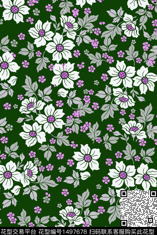 花卉大牌风小碎花数码印花花型下载（图片编号: 1497678） - 瓦栏（Walan）