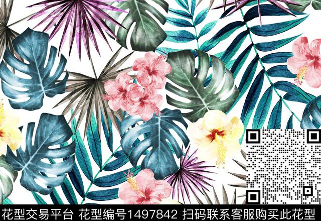 2022052601.jpg - 1497842 - 绿植树叶 花卉 热带花型 - 传统印花花型 － 女装花型设计 － 瓦栏