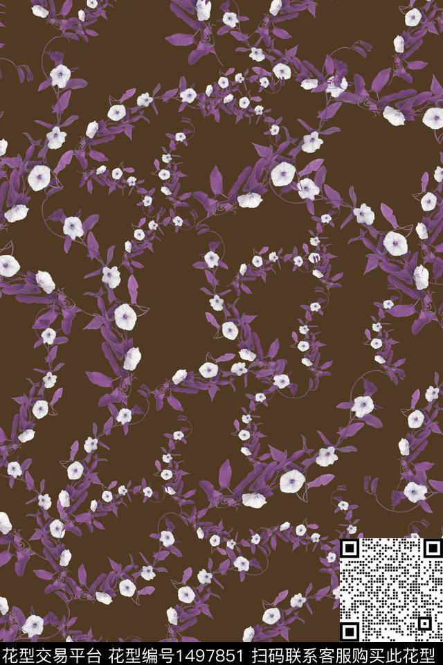 花卉20123-3.jpg - 1497851 - 绿植树叶 花卉 大牌风 - 数码印花花型 － 女装花型设计 － 瓦栏