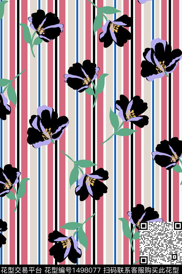 花卉大牌风小碎花数码印花花型下载（图片编号: 1498077） - 瓦栏（Walan）
