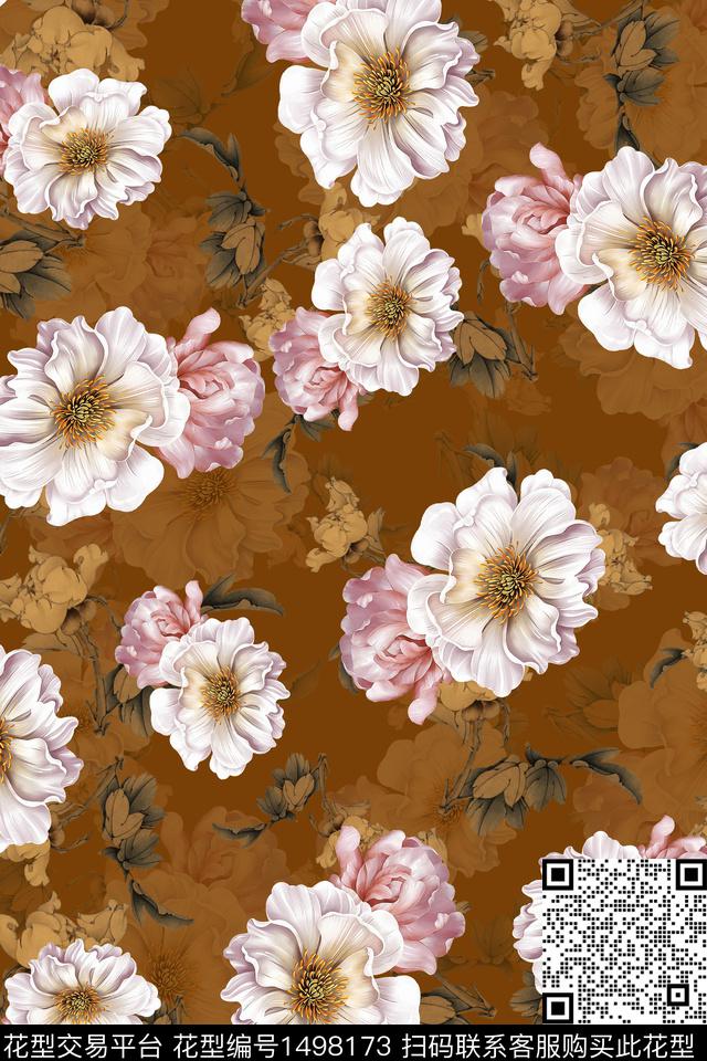 CCCC483E.jpg - 1498173 - 香云纱 中国 牡丹 - 数码印花花型 － 女装花型设计 － 瓦栏