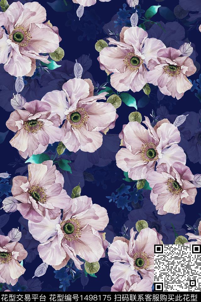 CCCC485E.jpg - 1498175 - 香云纱 中国 牡丹 - 数码印花花型 － 女装花型设计 － 瓦栏