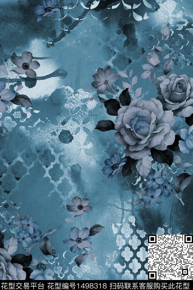 民族风花卉香云纱数码印花花型下载（图片编号: 1498318） - 瓦栏（Walan）