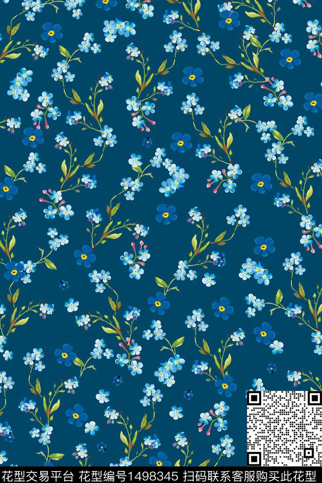 花卉大牌风小碎花数码印花花型下载（图片编号: 1498345） - 瓦栏（Walan）