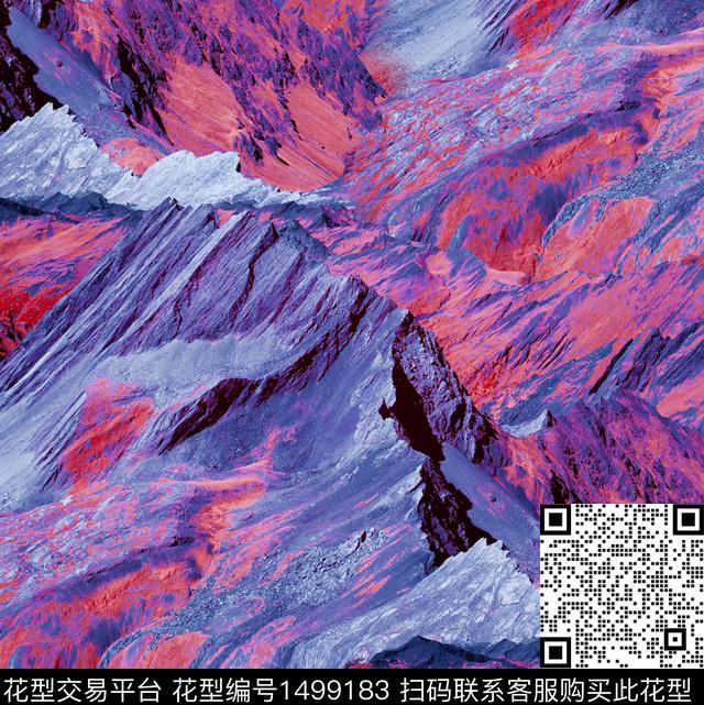 雪山男装满版花数码印花花型下载（图片编号: 1499183） - 瓦栏（Walan）