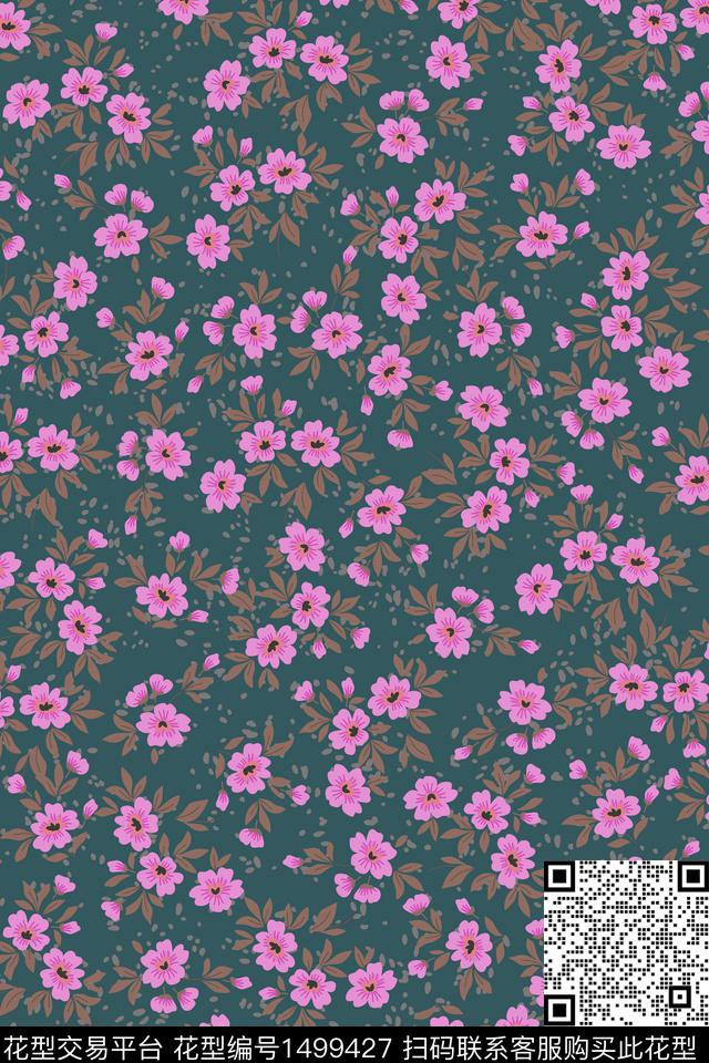 花卉大牌风小碎花数码印花花型下载（图片编号: 1499427） - 瓦栏（Walan）