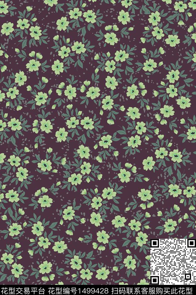 花卉大牌风小碎花数码印花花型下载（图片编号: 1499428） - 瓦栏（Walan）