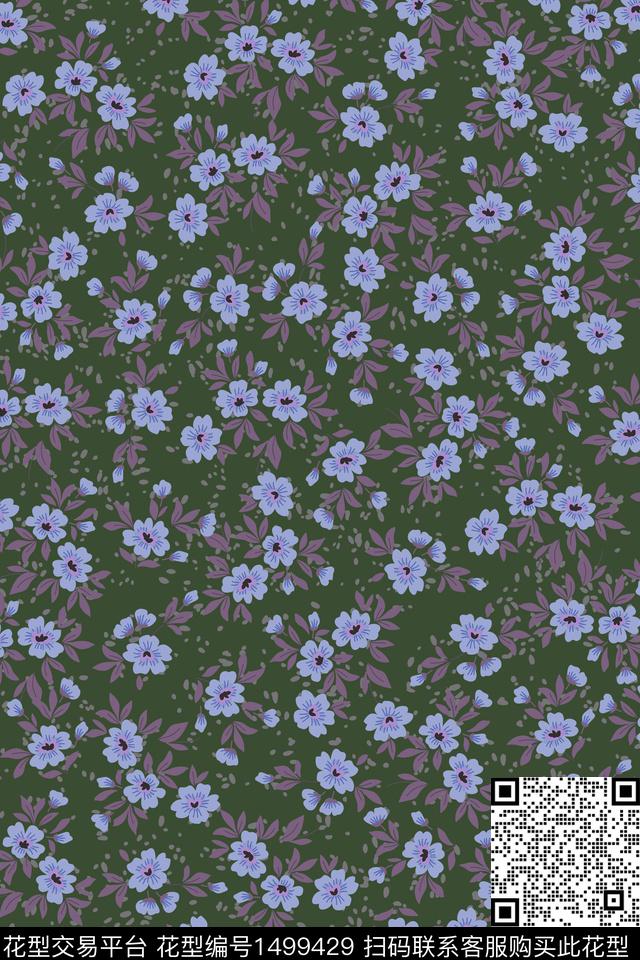 花卉大牌风小碎花数码印花花型下载（图片编号: 1499429） - 瓦栏（Walan）