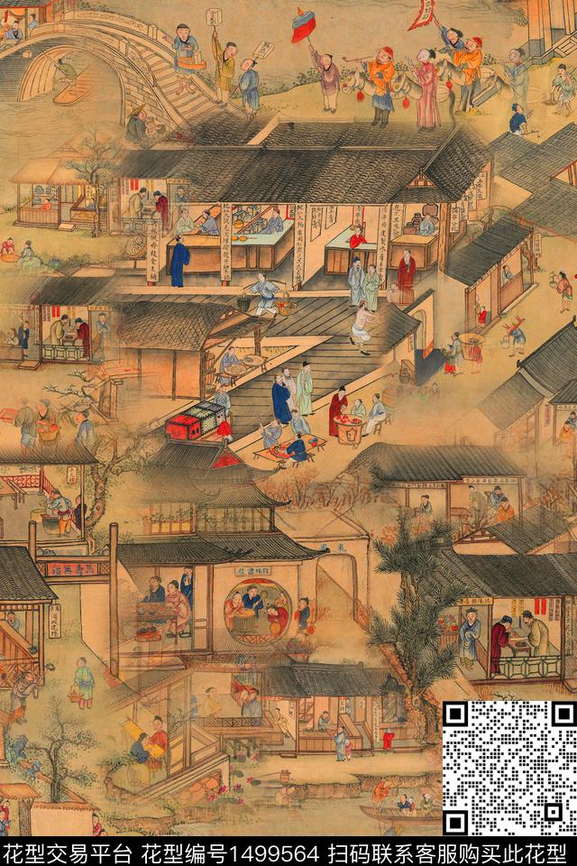 邑-dx061-1.jpg - 1499564 - 复古 中国 集市 - 数码印花花型 － 女装花型设计 － 瓦栏