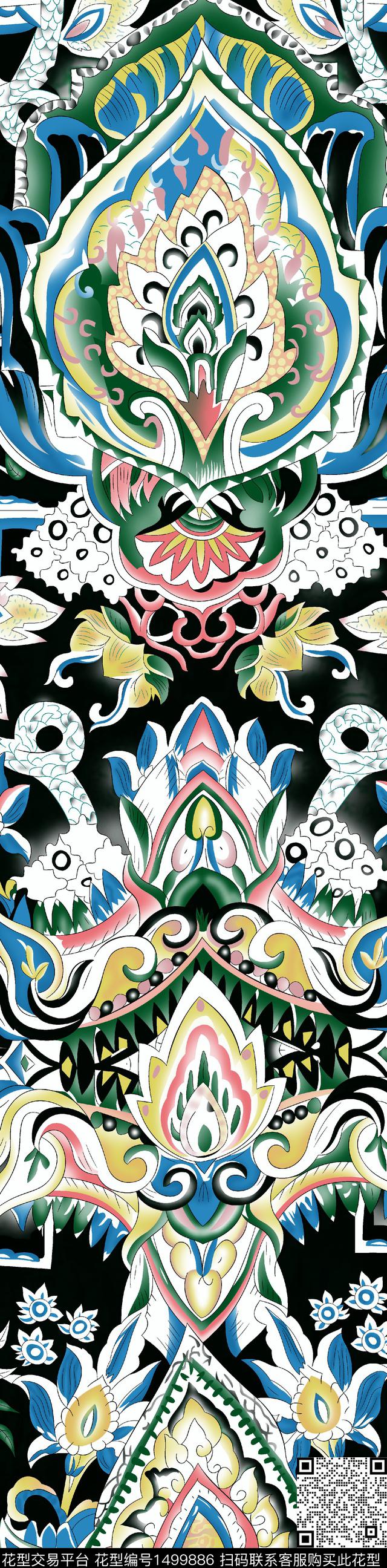 几何大牌风抽象数码印花花型下载（图片编号: 1499886） - 瓦栏（Walan）