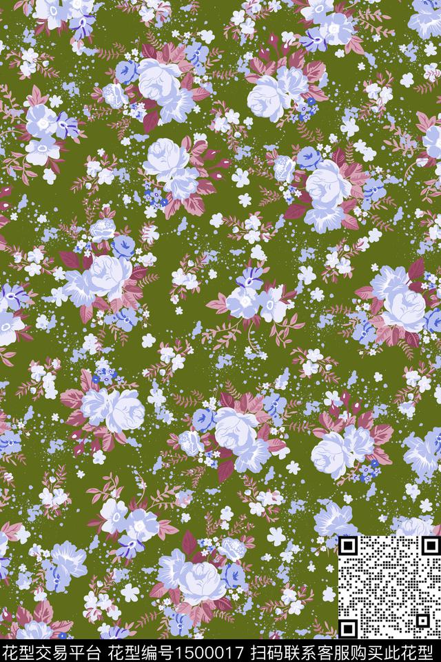 绿植树叶花卉大牌风数码印花花型下载（图片编号: 1500017） - 瓦栏（Walan）