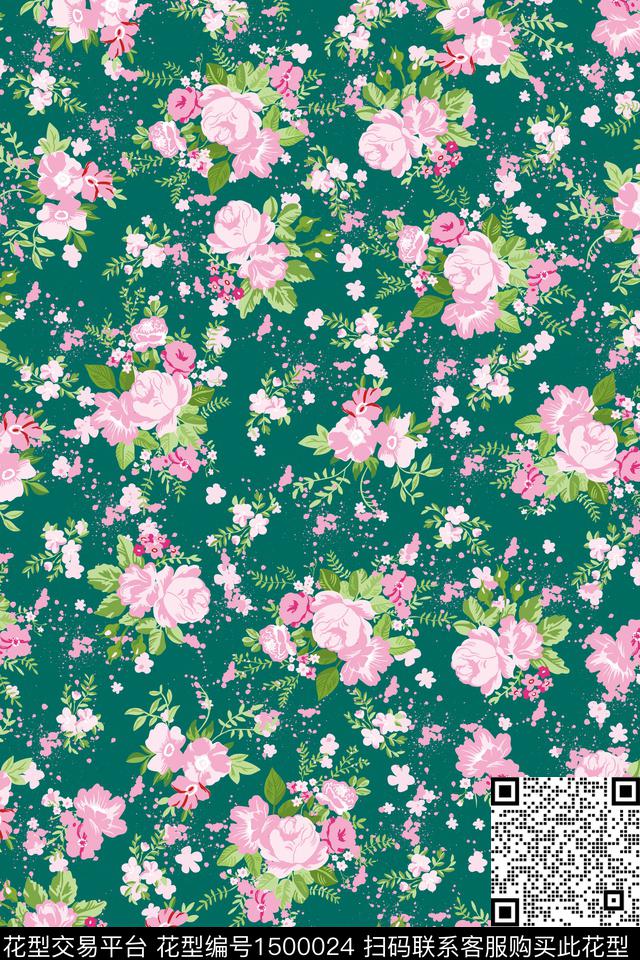 绿植树叶花卉大牌风数码印花花型下载（图片编号: 1500024） - 瓦栏（Walan）