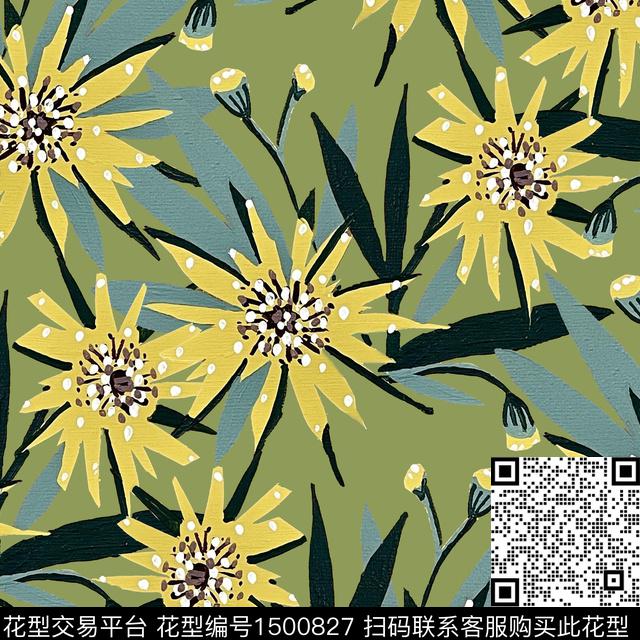 大花绿植树叶异域风数码印花花型下载（图片编号: 1500827） - 瓦栏（Walan）
