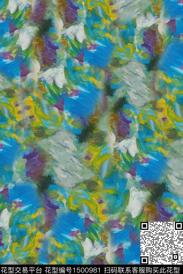 几何扎染花型大牌风数码印花花型下载（图片编号: 1500981） - 瓦栏（Walan）