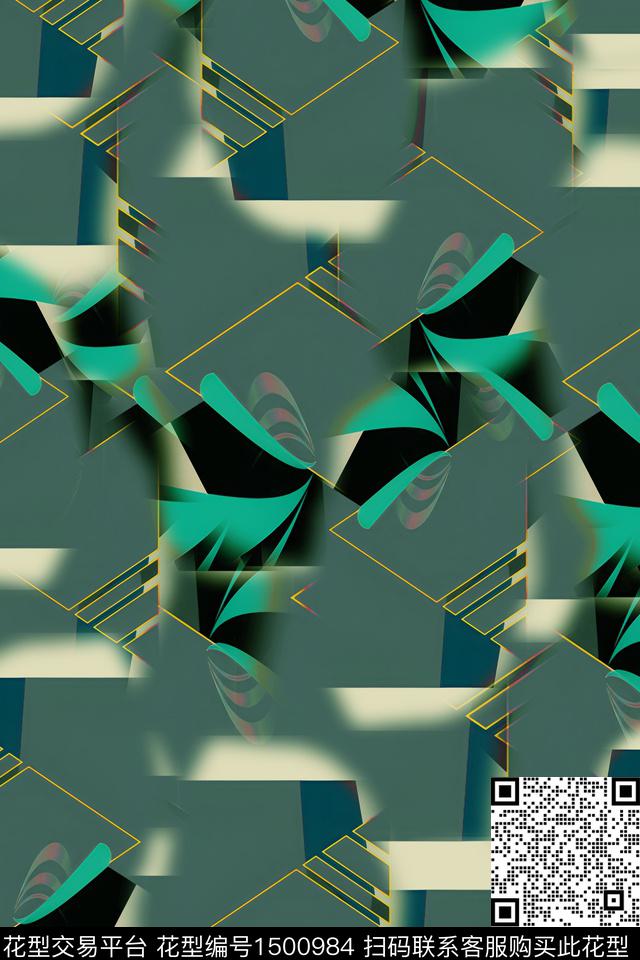几何扎染花型大牌风数码印花花型下载（图片编号: 1500984） - 瓦栏（Walan）