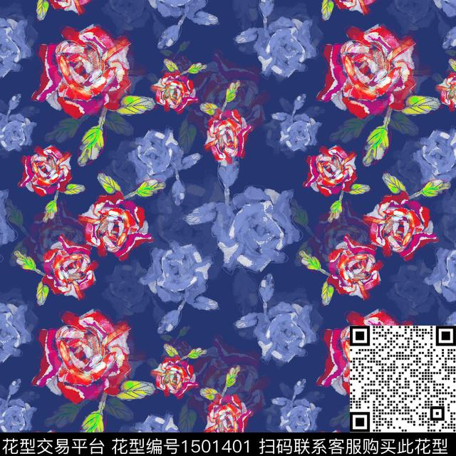 花卉手绘小碎花数码印花花型下载（图片编号: 1501401） - 瓦栏（Walan）