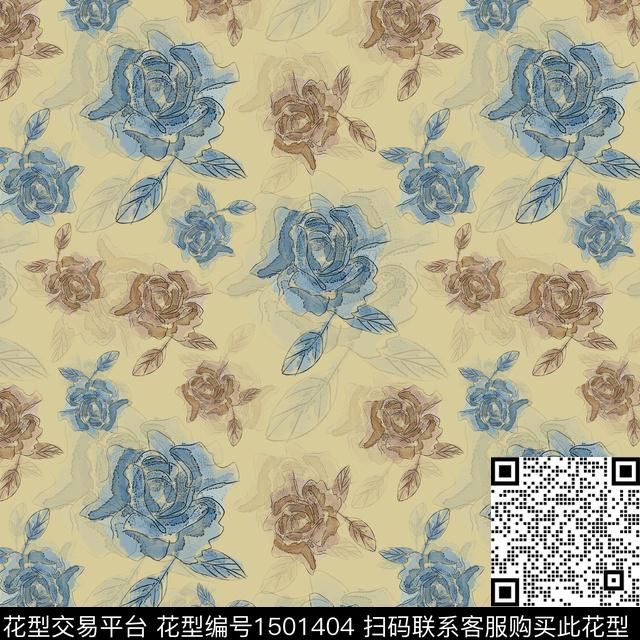 花卉手绘小碎花数码印花花型下载（图片编号: 1501404） - 瓦栏（Walan）