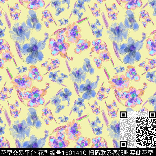 花卉手绘小碎花数码印花花型下载（图片编号: 1501410） - 瓦栏（Walan）