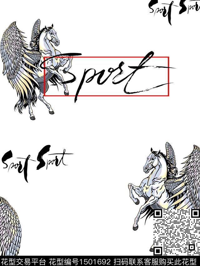 字母动物男装传统印花花型下载（图片编号: 1501692） - 瓦栏（Walan）