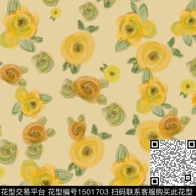 020分层.jpg - 1501703 - 抽象花卉 手绘玫瑰 玫瑰花 - 数码印花花型 － 女装花型设计 － 瓦栏