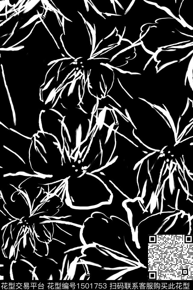XZ3499.jpg - 1501753 - 花卉 大牌风 真丝 - 数码印花花型 － 女装花型设计 － 瓦栏