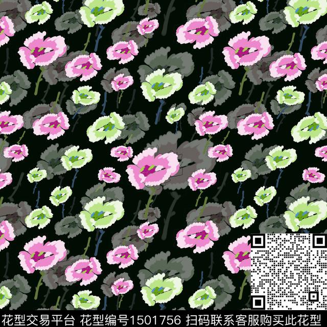 花卉手绘小碎花数码印花花型下载（图片编号: 1501756） - 瓦栏（Walan）
