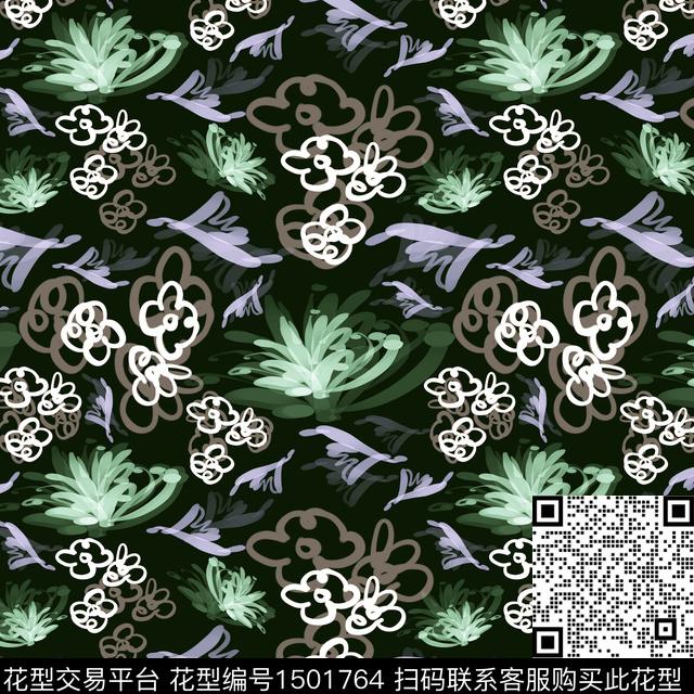 花卉手绘小碎花数码印花花型下载（图片编号: 1501764） - 瓦栏（Walan）