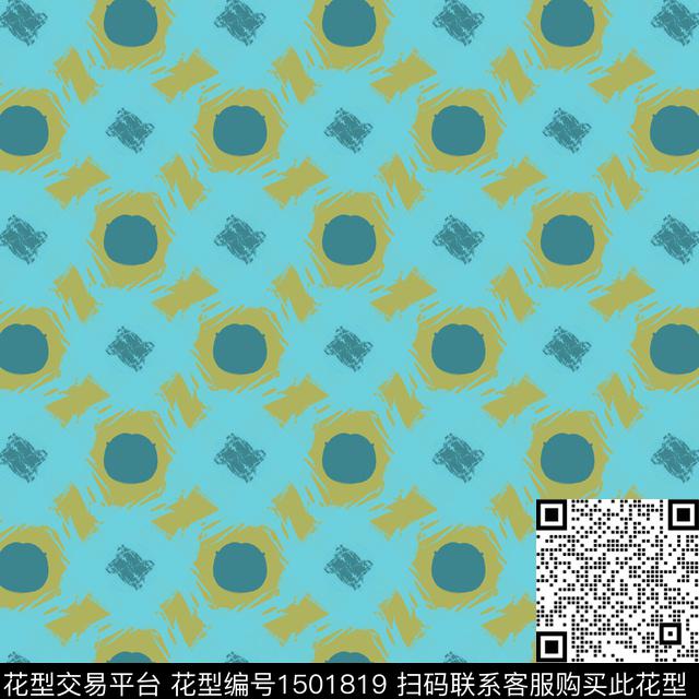 几何男装手绘笔触传统印花花型下载（图片编号: 1501819） - 瓦栏（Walan）