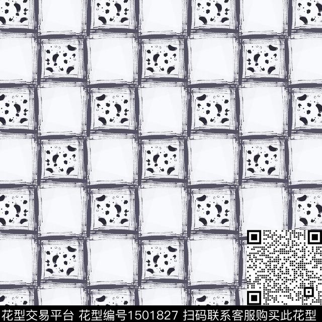 格子男装手绘笔触传统印花花型下载（图片编号: 1501827） - 瓦栏（Walan）