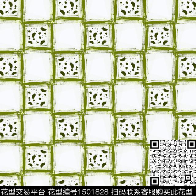格子男装手绘笔触传统印花花型下载（图片编号: 1501828） - 瓦栏（Walan）