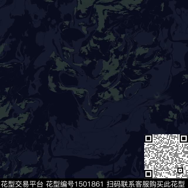 男士大理石暗色机理蓝绿色.jpg - 1501861 - 肌理 大理石 抽象男装 - 数码印花花型 － 男装花型设计 － 瓦栏