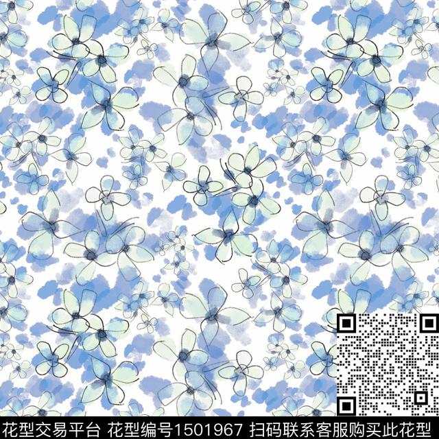 花卉手绘小碎花数码印花花型下载（图片编号: 1501967） - 瓦栏（Walan）