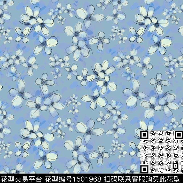 花卉手绘小碎花数码印花花型下载（图片编号: 1501968） - 瓦栏（Walan）