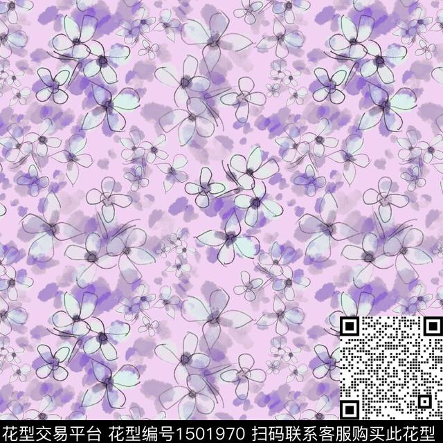 花卉手绘小碎花数码印花花型下载（图片编号: 1501970） - 瓦栏（Walan）