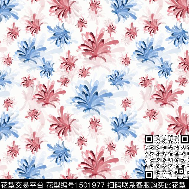 花卉手绘小碎花数码印花花型下载（图片编号: 1501977） - 瓦栏（Walan）