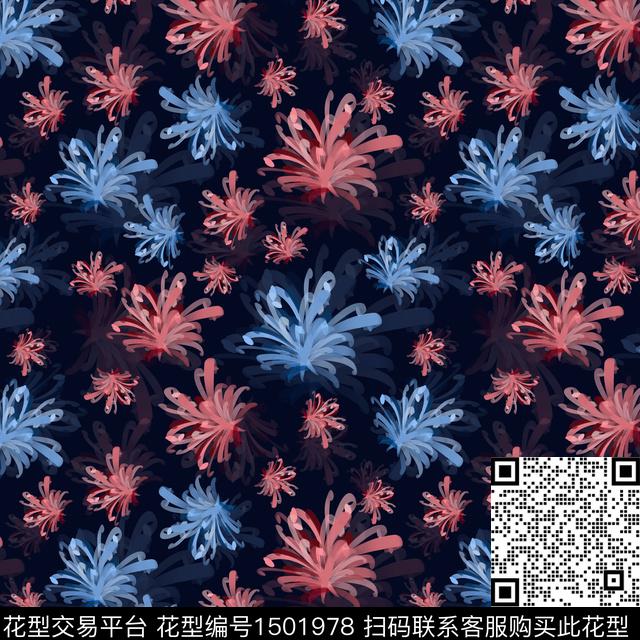 花卉手绘小碎花数码印花花型下载（图片编号: 1501978） - 瓦栏（Walan）