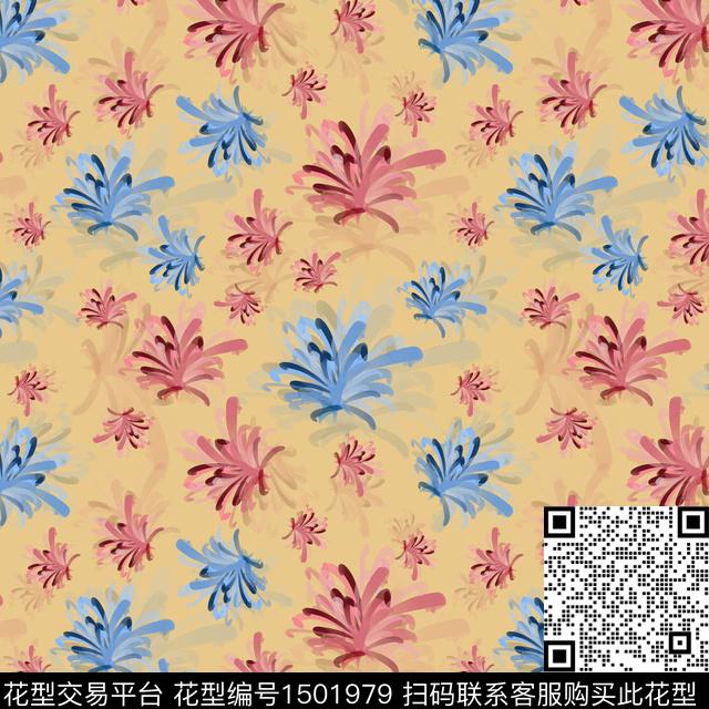 花卉手绘小碎花数码印花花型下载（图片编号: 1501979） - 瓦栏（Walan）