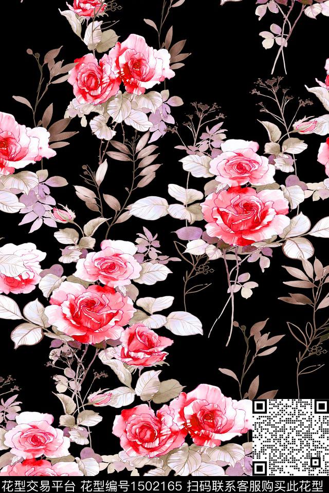 XZ3507.jpg - 1502165 - 花卉 大牌风 真丝 - 数码印花花型 － 女装花型设计 － 瓦栏