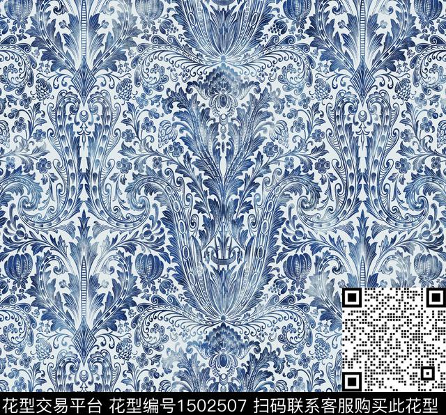 渐变炫彩沙发布传统印花花型下载（图片编号: 1502507） - 瓦栏（Walan）