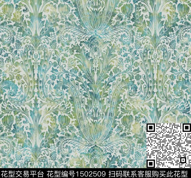 渐变炫彩沙发布传统印花花型下载（图片编号: 1502509） - 瓦栏（Walan）
