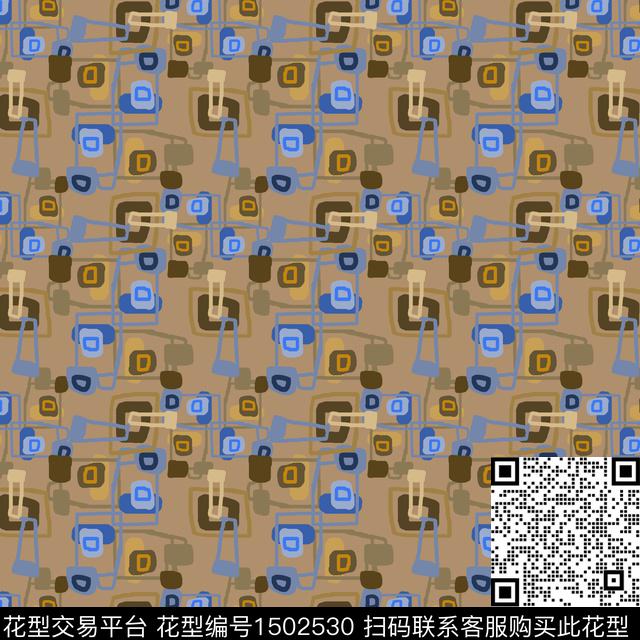 几何手绘趣味传统印花花型下载（图片编号: 1502530） - 瓦栏（Walan）