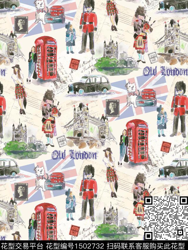 London vibe.jpg - 1502732 - london city uk - 传统印花花型 － 床品花型设计 － 瓦栏