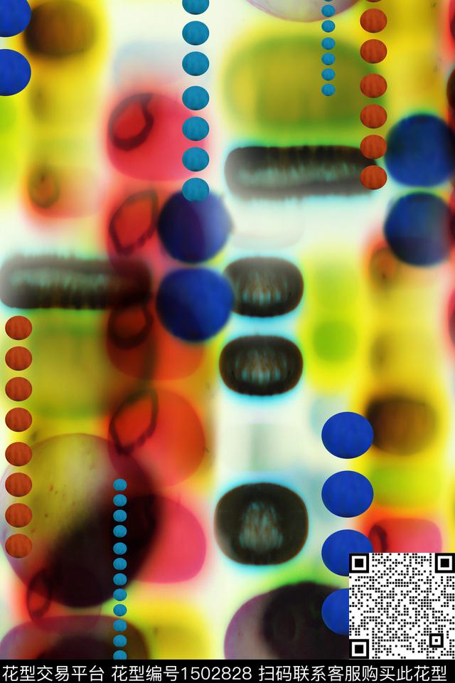 肌理抽象花卉扎染花型数码印花花型下载（图片编号: 1502828） - 瓦栏（Walan）