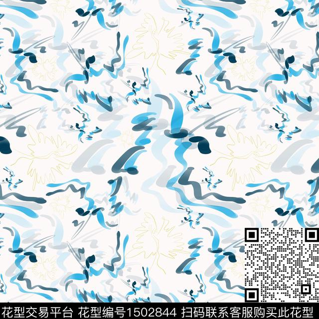 抽象手绘趣味数码印花花型下载（图片编号: 1502844） - 瓦栏（Walan）